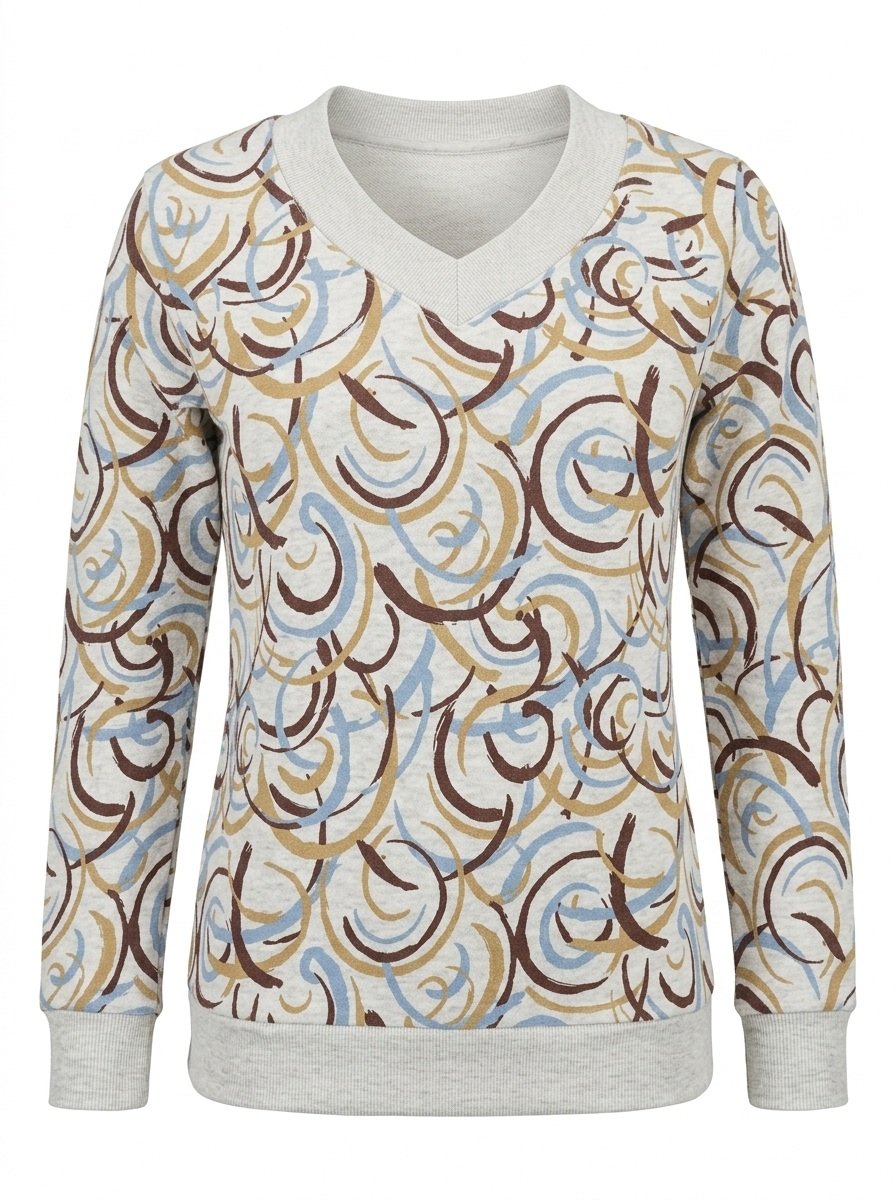 Women's V-Neck Printed Sweatshirt